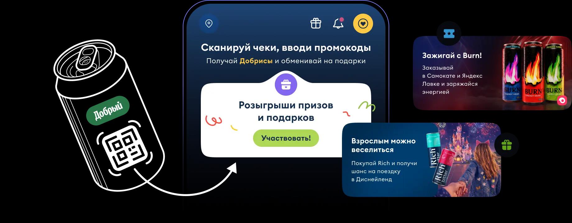 Приложение «Добрый Винбокс»: сканирование чеков, розыгрыши призов и акции партнёров
